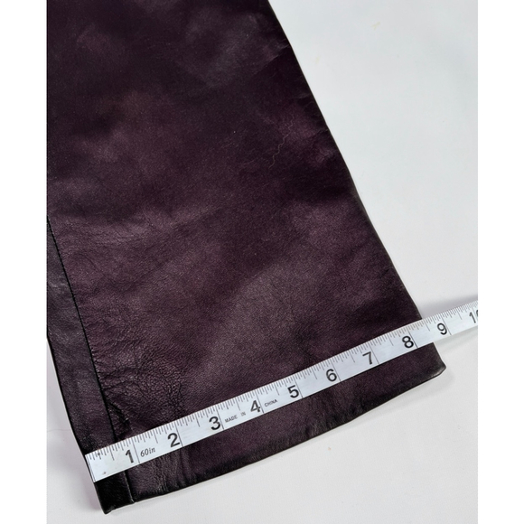 Kay Unger NY Womens Leather Pants Size 14 Burgundy Plum - Picture 5 of 10